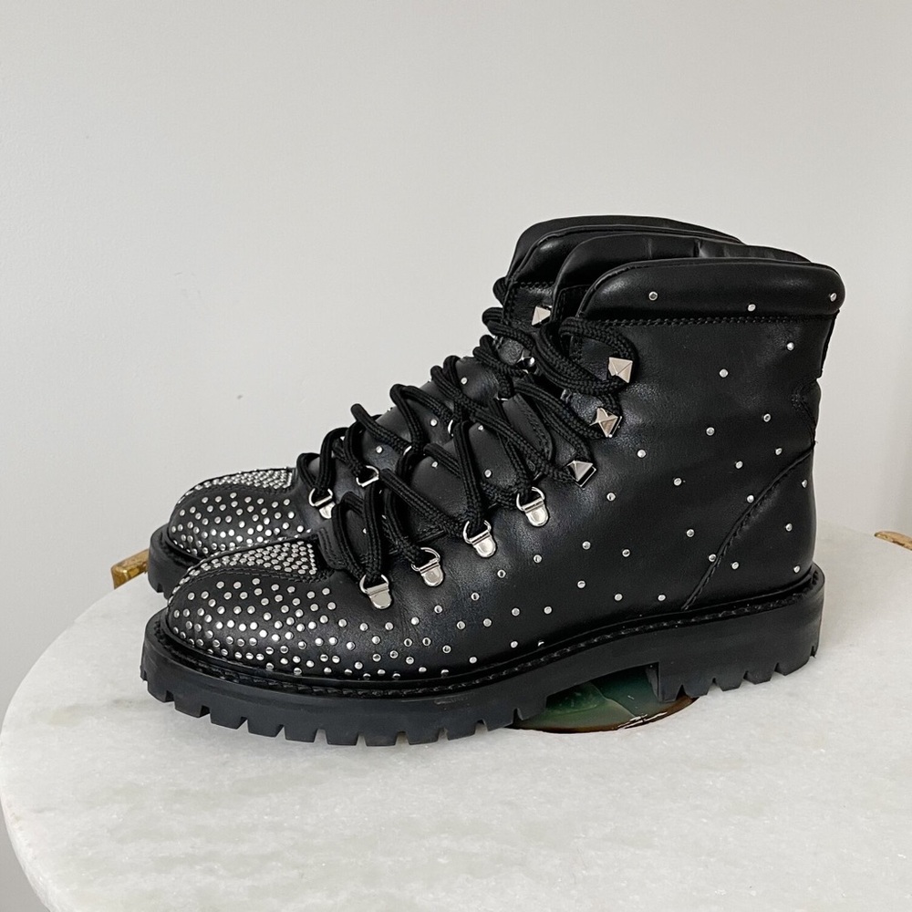 Valentino Garavani Dewstuds Leather Hiking Boots Size 40